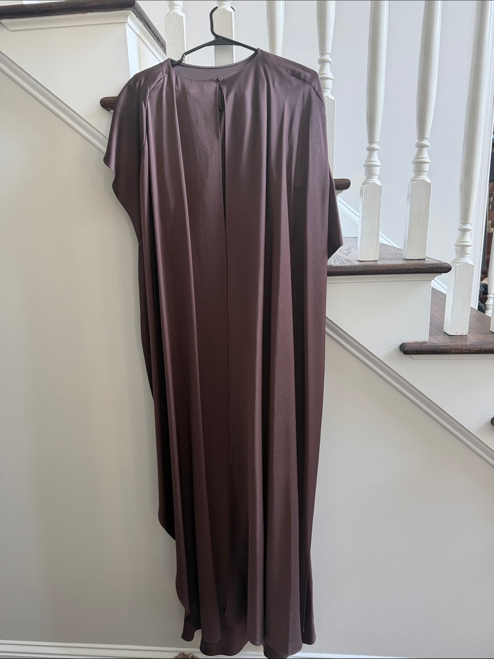 Women’s Draped Satin Maxi Dress in Plum - Picture 2 of 6